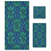 3 Piece Bath Towels Set Bath Towel, Hand Towel and Face Towel for Bathroom, Gym, Hotel Elegant Blue Traditional Patterns