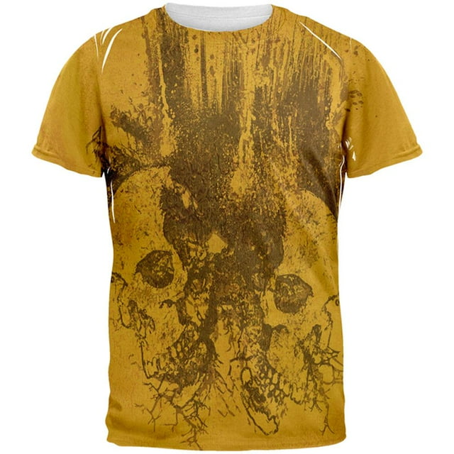 T-Shirt à Imprimé Intégral Réversible d'Halloween avec Crânes Poétiques