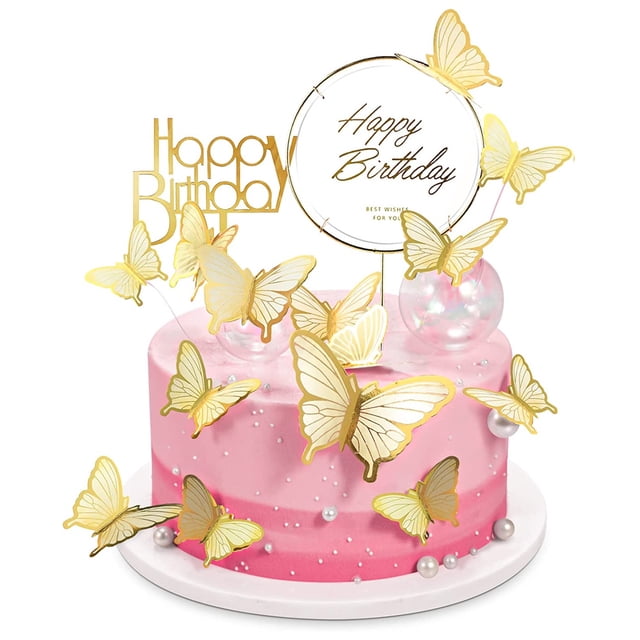 50 piezas de mariposas para decorar tartas, cupcakes, cumpleaños, bodas, fiestas, etc., en varios tamaños