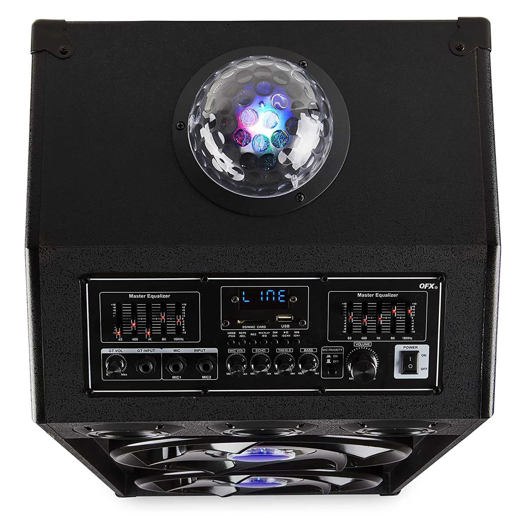 QFX Bluetooth High Power PA Speaker System w/ Blue LED Lights & Mic Inputs - image 5 of 8