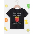 thumbnail image 5 of MAWOTEA Chicken Nugget OR Fries Lover Funny Graphic T-shirt for Kids,Black Fabric 100% Cotton, 5 of 5