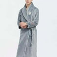 thumbnail image 4 of BOBOGOJP Mens Robe Big and Tall,Full Length Plush Robe for Men Long Fleece Bathrobe (Gray,4XL), 4 of 5