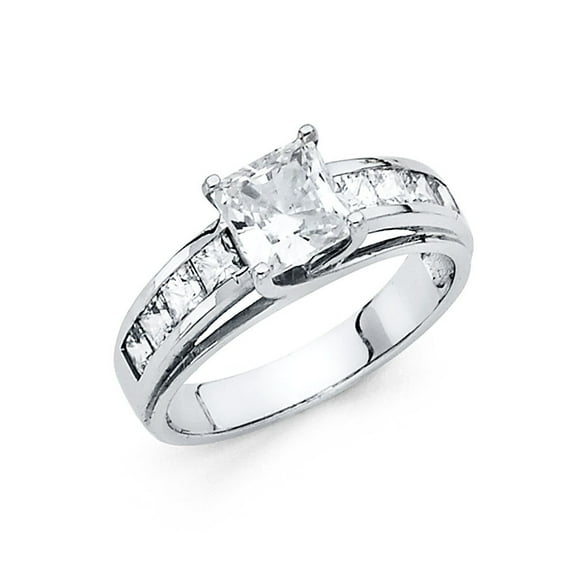 1ct Princess CZ Bridal 14k White Gold Engagement Ring
