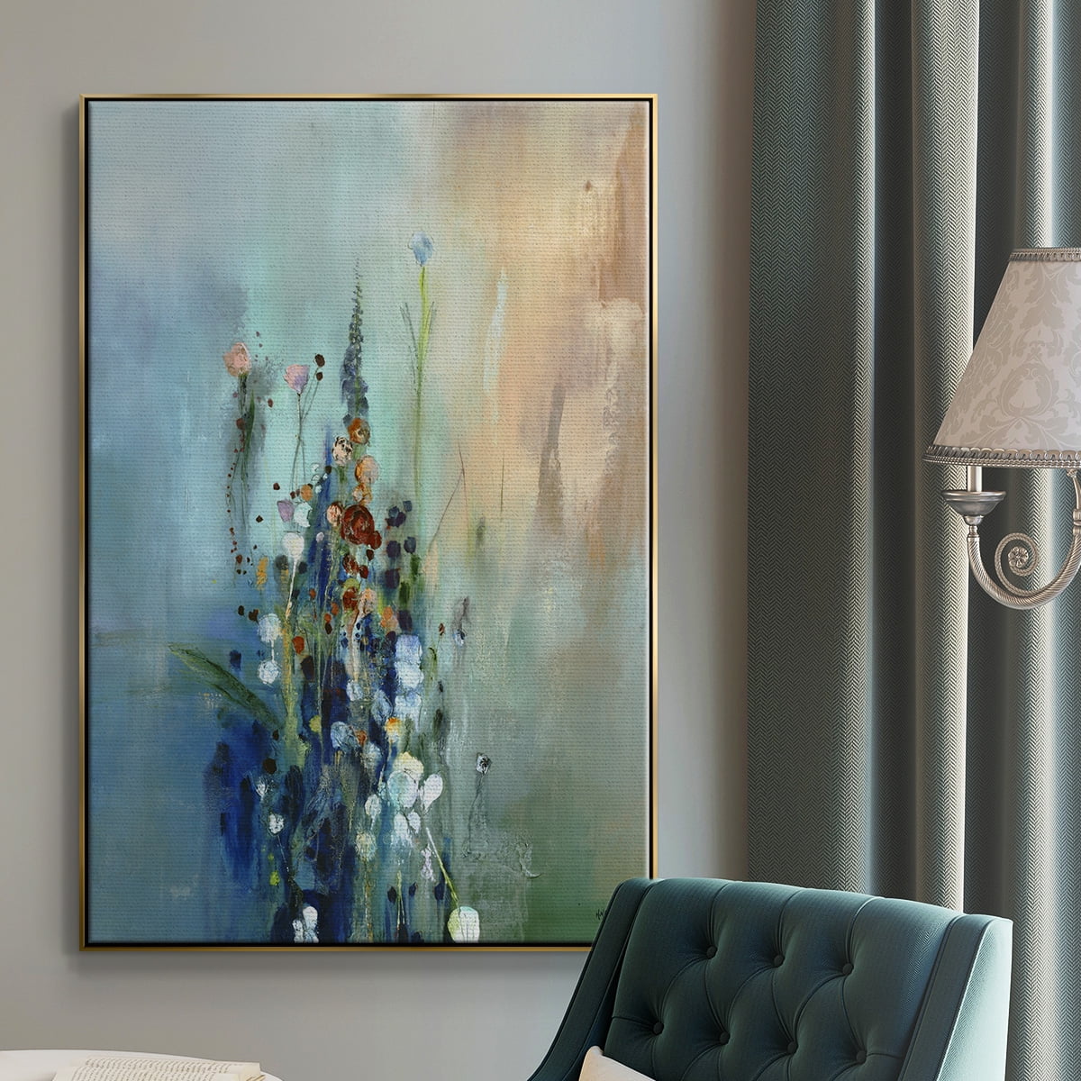 Current Air I Framed Premium Gallery Wrapped Canvas - Ready to Hang - 25 x 37 - Gold Floating Frame