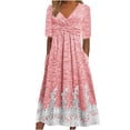 thumbnail image 2 of Robes pour Femmes 2024 Été Surdimensionné Imprimé Manches Courtes Col en V Taille Haute Robe Décontractée 50 % de Réduction!, 2 of 5