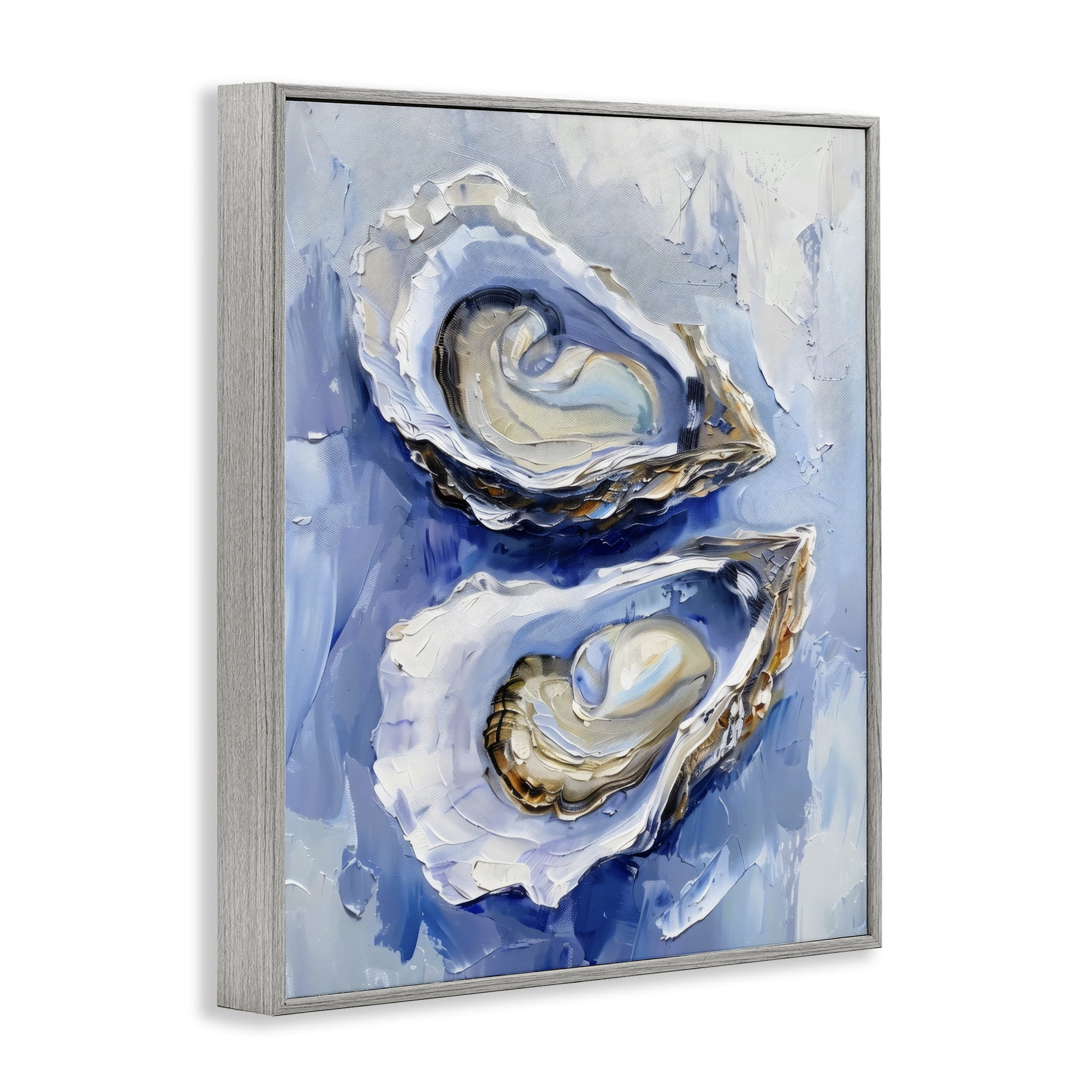 Stupell Industries Coastal Oysters in Pearlescent Light Gray Framed Giclee Art, design by Creative Studio