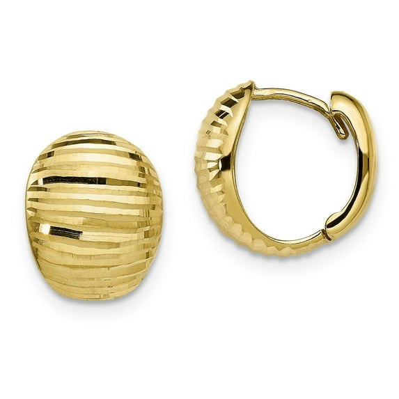 FB Jewels Leslie's 10K Yellow Gold Polished & Textured Hinged Hoop Earrings