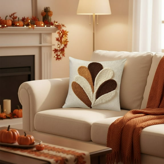Homemoh Fall Pillow Covers 18 x 18 Inch Farmhouse Pumpkin Decorative Throw Cozy Pillow Cover Fall Decorations Embroidered Fluffy Autumn Pillowcase for Home Indoor Sofa Cushion Couch Bedroom