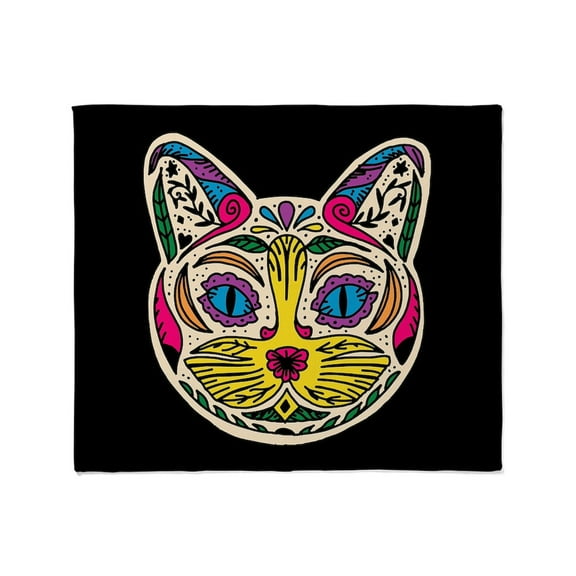 CafePress - Sugar Skull Cat Throw Blanket - Soft Fleece Throw Blanket, 50"x60" for All Ages