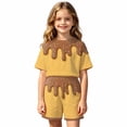 thumbnail image 4 of Bobifish Toddler Girls Summer Beach Outfit Sets Ice Cream Dripping Chocolate Print Short Sleeve Tee+Shorts Children Girls Sets, 4 of 4