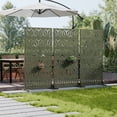 thumbnail image 3 of MAYEERTY Outdoor Metal Privacy Screen 6ft × 3ft Olive Gray, 6-Panel Geometric Y-Pattern Decorative Screen for Patio, 3 of 6