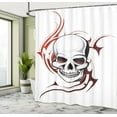 thumbnail image 5 of Ambesonne Tattoo Shower Curtain, Scary Wild Skull Tribal, 69"Wx75"L, White and Red, 5 of 5