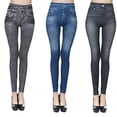 thumbnail image 3 of Skymirror Women Jeans High Waist Slim Denim Print Stretch Pencil Pants for Work, 3 of 8