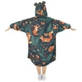 thumbnail image 2 of FORMRS Wearable Blanket Hoodie with Sleeves for Kids Cozy Flannel Sweatshirt, Whimsical Foxes Pattern, 2 of 7
