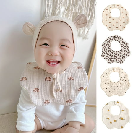 

Waroomhouse Baby Bib Double Adjustment Buckle 6 Layers 360 Degree Rotation Cartoon Print Saliva Towel for Infant