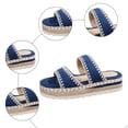 thumbnail image 3 of Rokment Stitching Espadrilles Platform Beach Sandals for Women Fashion Casual Height Increasing Flatform Comfortable Walking Chunky Flat Dress Slip on Slides Summer Vacation Blue Size 7.5, 3 of 5