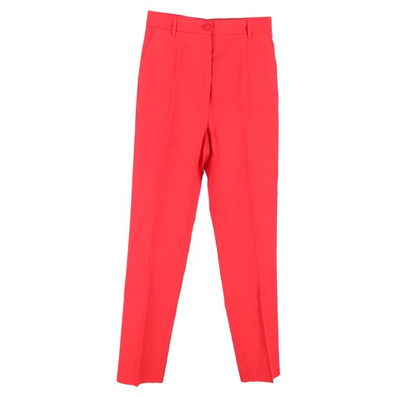 Pre-Owned Dolce & Gabbana Straight Leg Trousers in Red Cotton