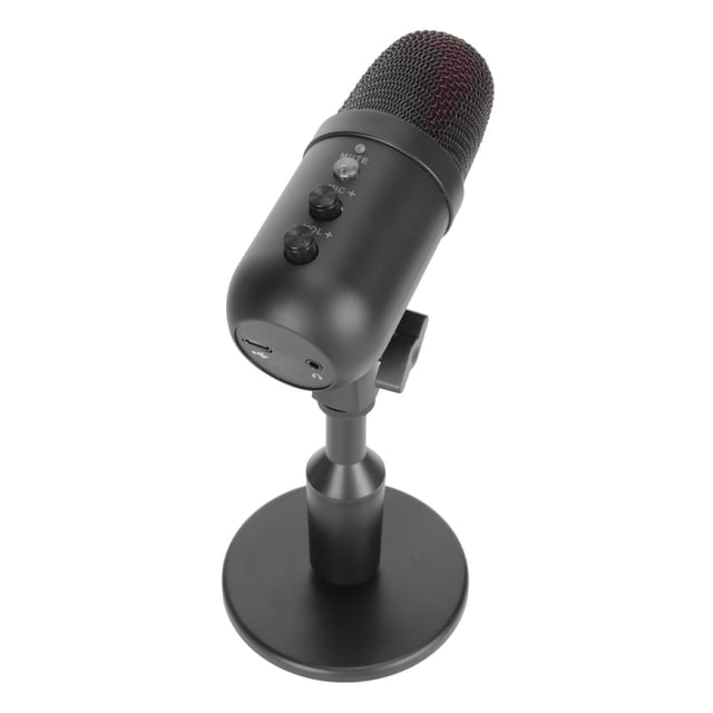 USB Microphone, 360 Degrees Rotatable Noise Reduction Plug And Play Condenser USB Microphone Undelayed Listening ABS For Laptop