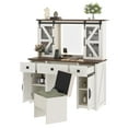 thumbnail image 7 of 43.3"Classic Makeup Vanity with Mirror and 3 Modes Adjustable LED light,Vanity Table Set with Storage Stool,Charging Station, Dressing Table with Sliding Barn Door,for Women and Girls Bedroom,Beige, 7 of 7