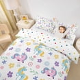 thumbnail image 2 of Metsweet Floral Unicorn Bedding, Flower Magical Horse Duvet Cover Full, Pink Blue Purple,3pcs,1 Duvet Cover and 2 Pillowcases, 2 of 6