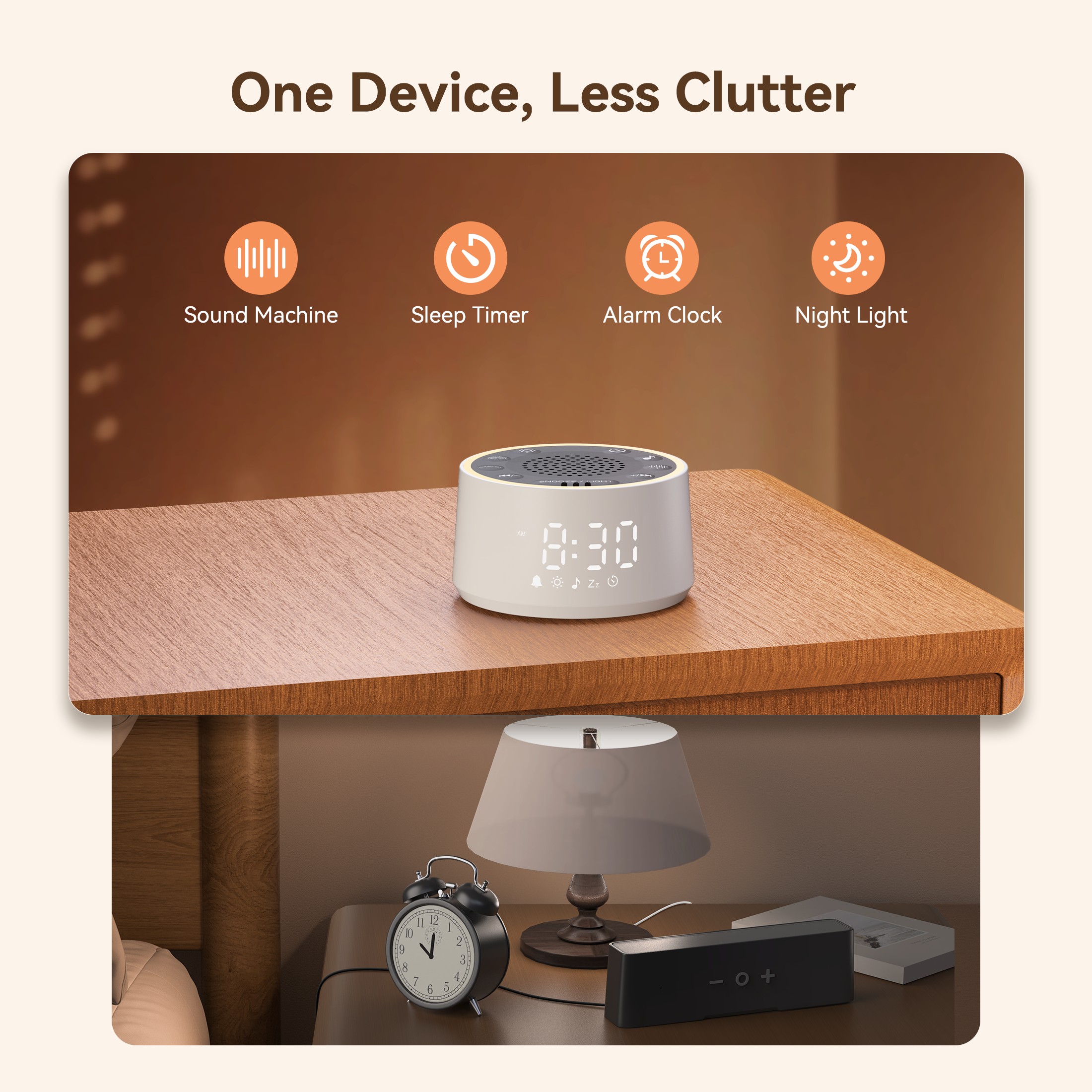 Dreamegg White Noise Machine with Alarm Clock photo 2
