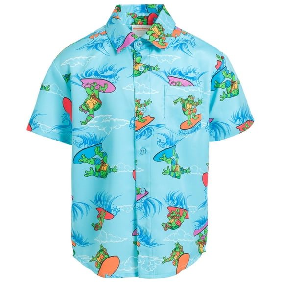 Teenage Mutant Ninja Turtles Donatello Raphael Leonardo Toddler Boys Hawaiian Button Down Shirt Toddler to Big Kid