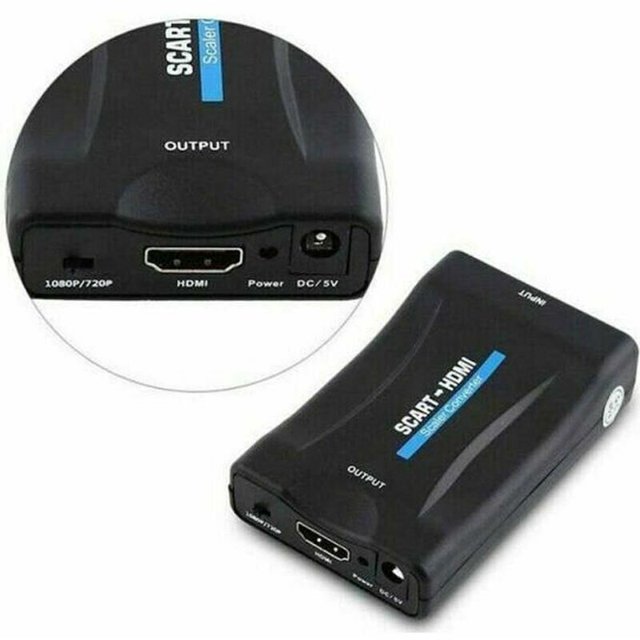 Convertidor HDMI a Euroconector Adaptador HDMI Euroconector Euroconector a HDMI Video Converter 1080P/720P Negro