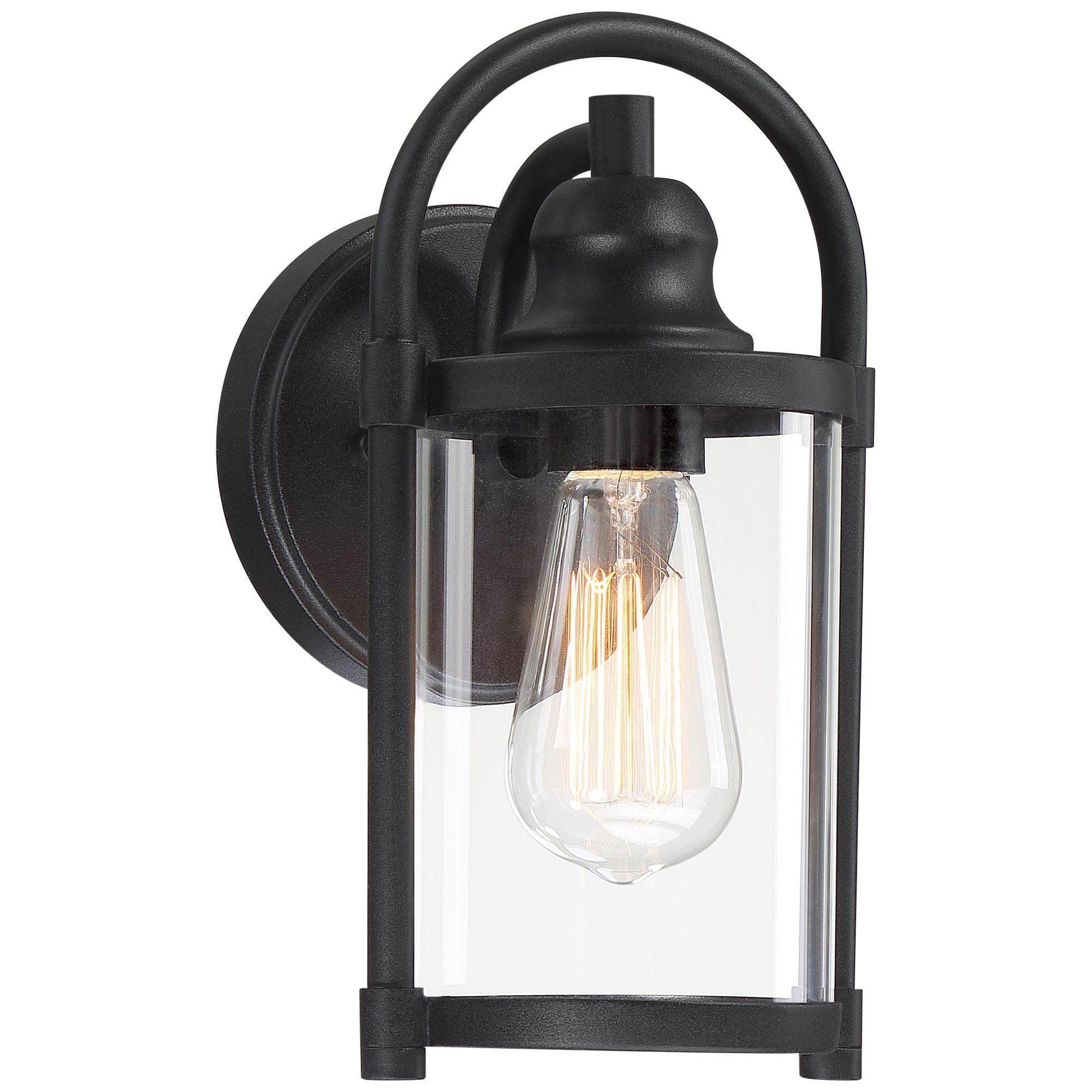 John Timberland Modern Outdoor Wall Light Fixture Black 10 1/4" Cylindrical Glass for Exterior House Porch Patio Deck Entryway