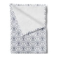 thumbnail image 2 of Geometric Soft Flannel Fleece Blanket, Seigaiha Pattern Overlapping Half Circles Wave Pattern Traditional Japanese, Cozy Plush for Indoor and Outdoor Use, 60" x 80", Cadet Blue White, by Ambesonne, 2 of 5