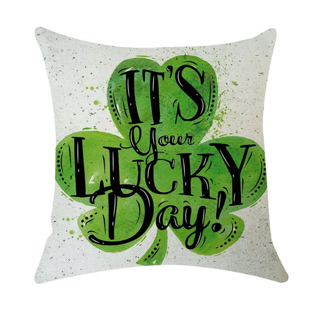Wzzjkit St. Patrick's Day Pillow Covers Green Shamrocks Printed Machine Washable Holiday Gift Soft Cosy St Patricks Day Decorations Pillow Protector for Bedroom Sofa Living Room Pillow Cases