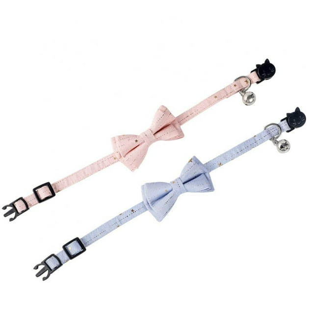 Cat Collar with Bow Tie Cute Gold Star Patterns Kitty Safety Collars Detachable Buckle Pet Supplies
