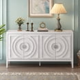 thumbnail image 2 of Harper & Bright Designs Sideboard Buffet Cabinet with Storage and Shelves, Farmhouse Sideboard Cabinet with Circular Groove Design Metal Door Handle for Entrance Living Room, White, 2 of 14