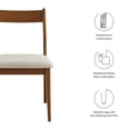 thumbnail image 4 of Modway Solara 7-Piece Wood Dining Set with Fabric Upholstered Side Chairs in Walnut Heathered Weave Beige, 4 of 10