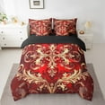 thumbnail image 2 of Erosebridal Gothic Damask Bed in a Bag King Size,Red Gold Victorian Floral Bed Set,Retro Aztec Theme Bedding King Size,Breathable Room Decor Reversible,7 Pieces, 2 of 6