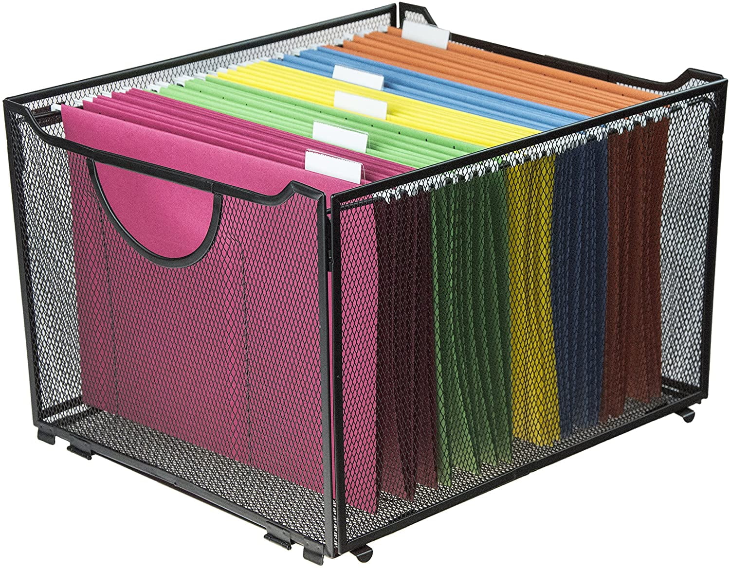 Modern Black Metal Mesh File Box/Foldable Storage Crate/Home Office