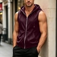 thumbnail image 5 of Sleeveless Fleece Hoodie Women Lightweight Zip-up Jackets Vests Drawstring Solid Color Loose Casual Sweatshirt with Side Pockets Wine 3XL, 5 of 9