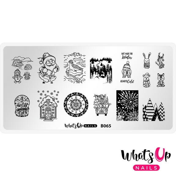 Whats Up Nails B065 Winter Flurryland Metal Stamping Plate for Nail Art Design