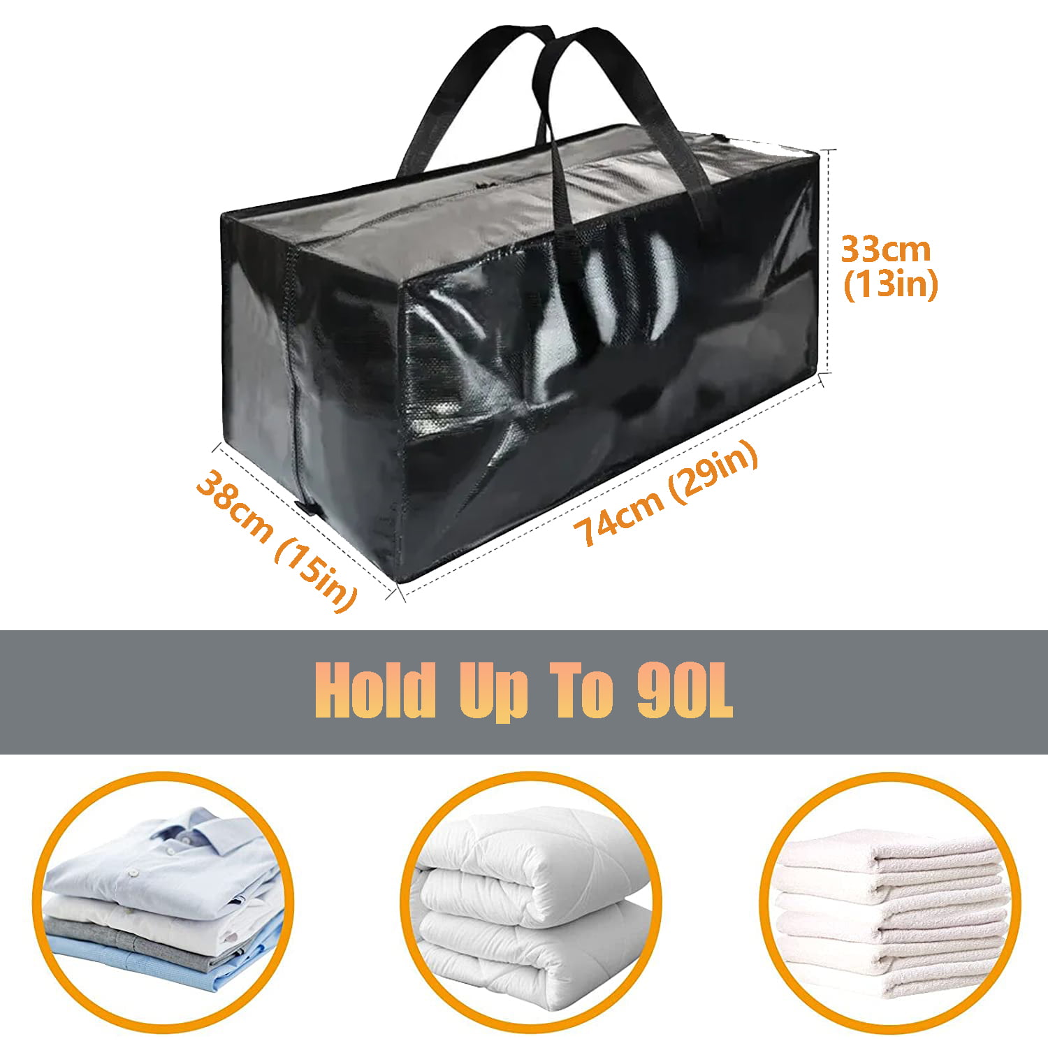 Vioetry extra large moving bags with strong zippers & carrying handles, storage  totes for clothes, supplies, space saving, oversized