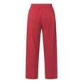 thumbnail image 5 of Jxximdong Cargo Pants for Women, Cotton Linen Pants Lightweight Summer Relax Fit Elastic Waist Plus Size Solid Long Trousers, Red Womens Casual Trousers, 5 of 7