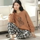 thumbnail image 4 of Conjunto de pijama a rayas para Mujer, ropa de dormir de dibujos animados, 2 piezas, talla grande 3XL, verano y otoño, 4 of 4
