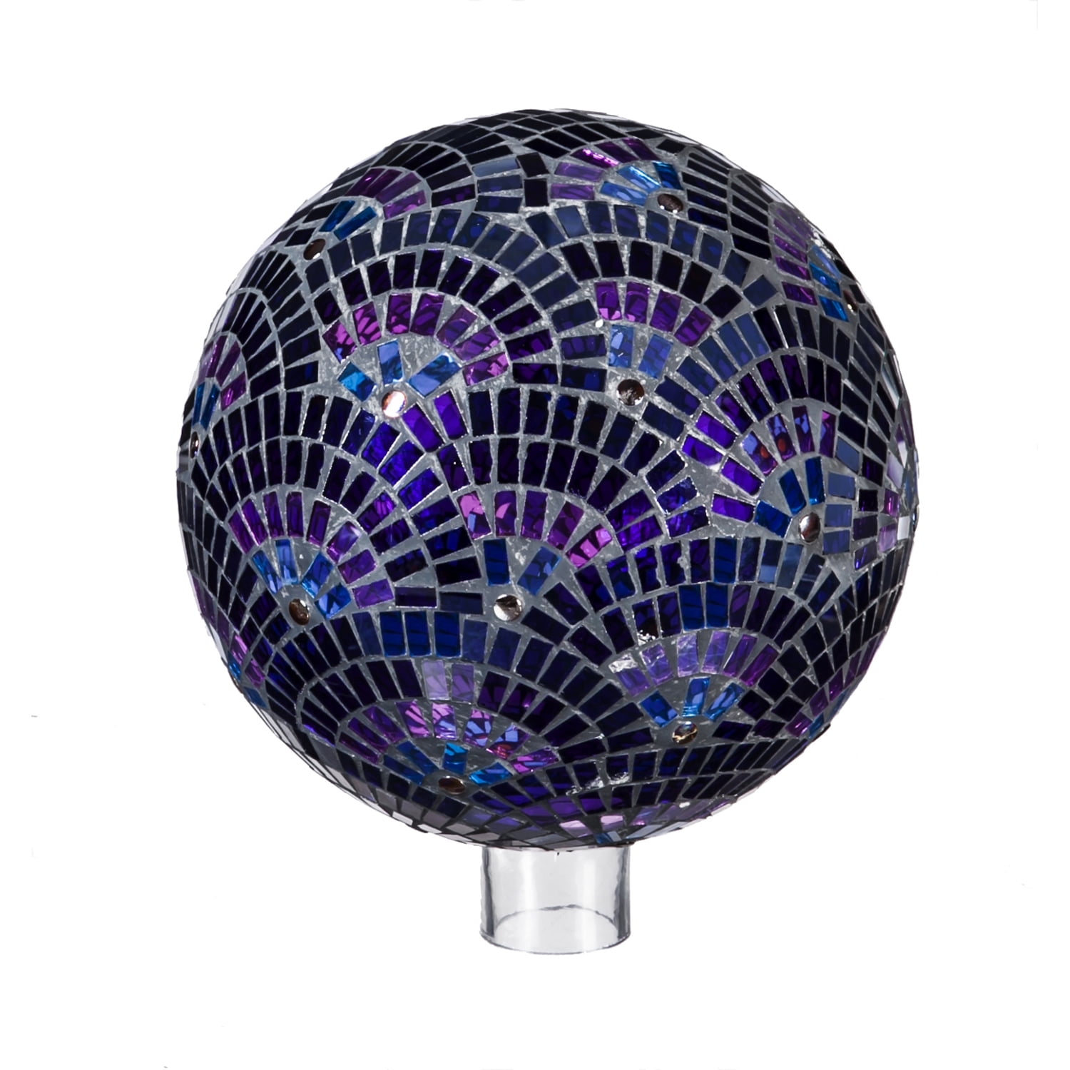 Evergreen 10" Gazing Ball, Mosaic Blooming, Purple, 9.8'' x 11.6'' x 9.