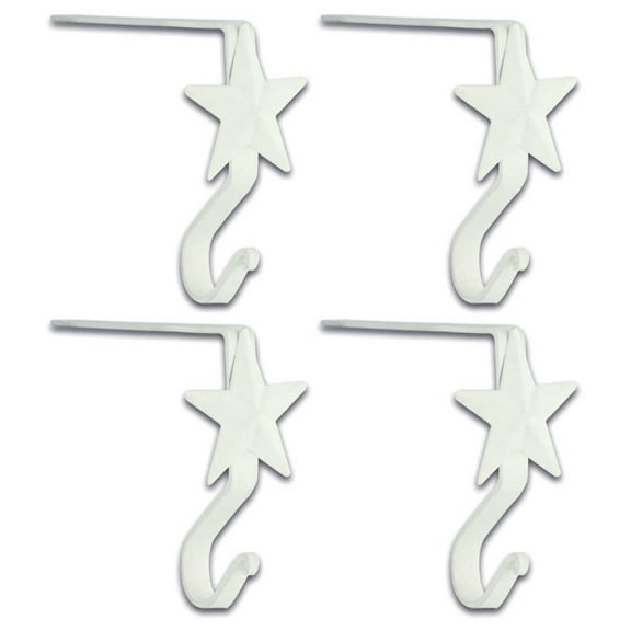 Wrought Iron Christmas Stocking Hanger  4"-Star - White (Set of 4) by Park Designs