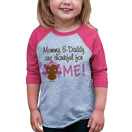 

7 ate 9 Apparel Baby Girl s Thankful for Me Thanksgiving Pink Raglan