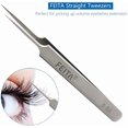 thumbnail image 3 of Eyelash Tweezers - FEITA Precision Eyelash Extension Tweezers Set - Professional Straight & Curved Pointed Very Fine Tip Tweezers for Lash Extensions - Silver - 2Pcs, 3 of 6