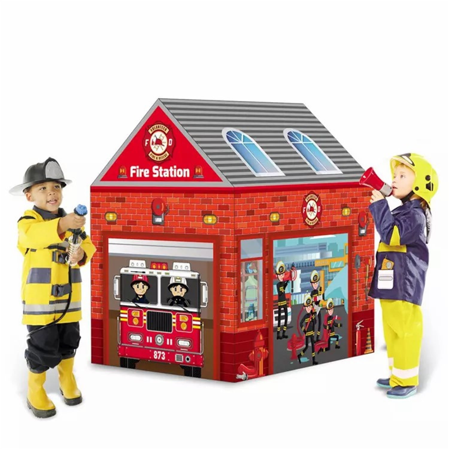 CIPACHO Kid Firemen Play Tent, Children Playhouse Indoor Outdoor Toy, Play House for Boy Girl, Red