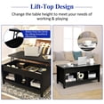 thumbnail image 6 of Giantex Lift Top Coffee Table, with Hidden Storage Compartment & 3 Open Shelves, Rectangular Cocktail Tea Table w/Solid Wood Legs for Living Room Reception Room, Black, 6 of 8