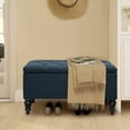 thumbnail image 3 of Abble 29" Storage Bench Entryway Bench with Hidden Storage Ottoman Upholstered Bench Furniture for Entryway Hallway Living Room Bedroom Bench, Denim Blue, 3 of 8
