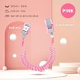 thumbnail image 2 of Pulsera anti-vagabundeo de 2,5 m Pulsera de seguridad para niños con rotación de 360 grados Ayuda para viajes Supermercado Exploración Rosa, 2 of 5