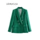 thumbnail image 2 of 2021 chaqueta de mujer otoño moda doble botonadura Tweed Check Blazer abrigo Vintage manga larga bolsillos mujer prendas de vestir exteriores Chic Tan Jianjun unisex, 2 of 2