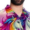 thumbnail image 5 of Robot Unicorn Attack Men's Short Sleeve Hawaiian Shirt Button Down Poplin Beach Casual Printed Unisex Summer Tops, 5 of 6